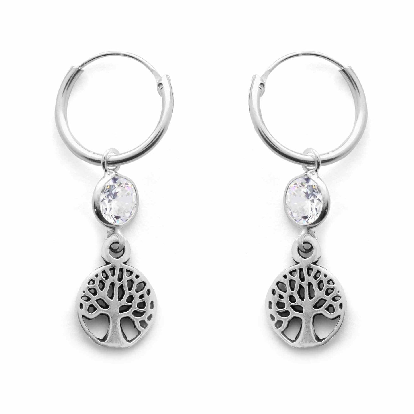 Argollas de Plata 925 Árbol con Circón