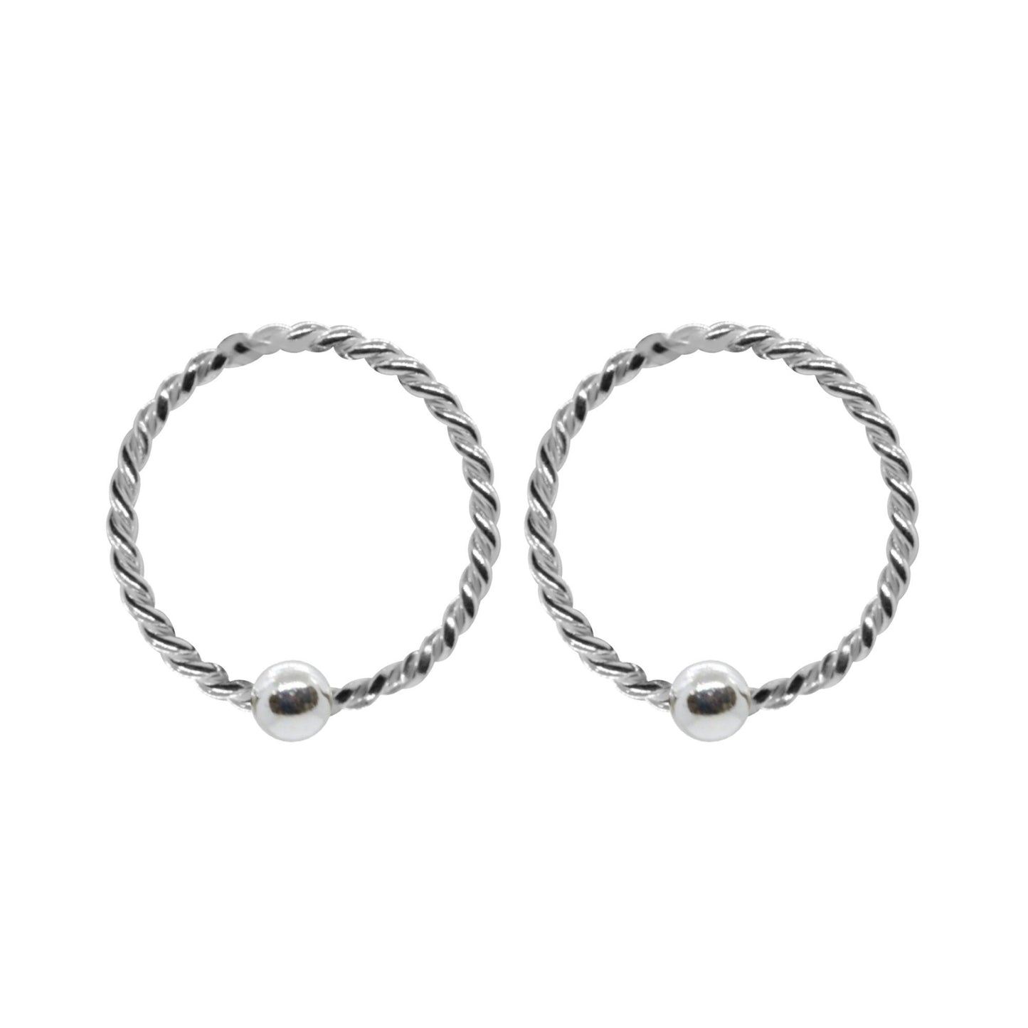 Aro de Plata Piercing Trenzados con Esfera 10 mm