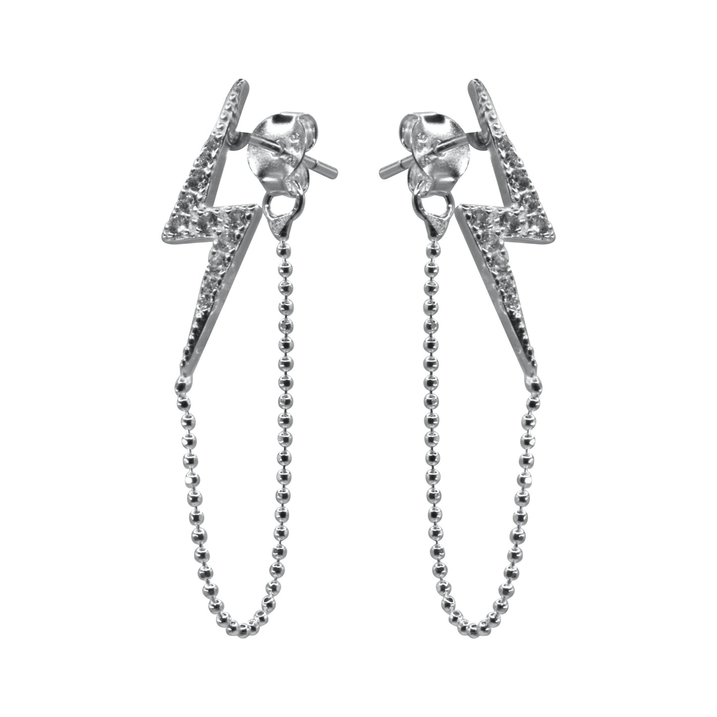 Aros con cadena de Plata 925 Rayos con Circones