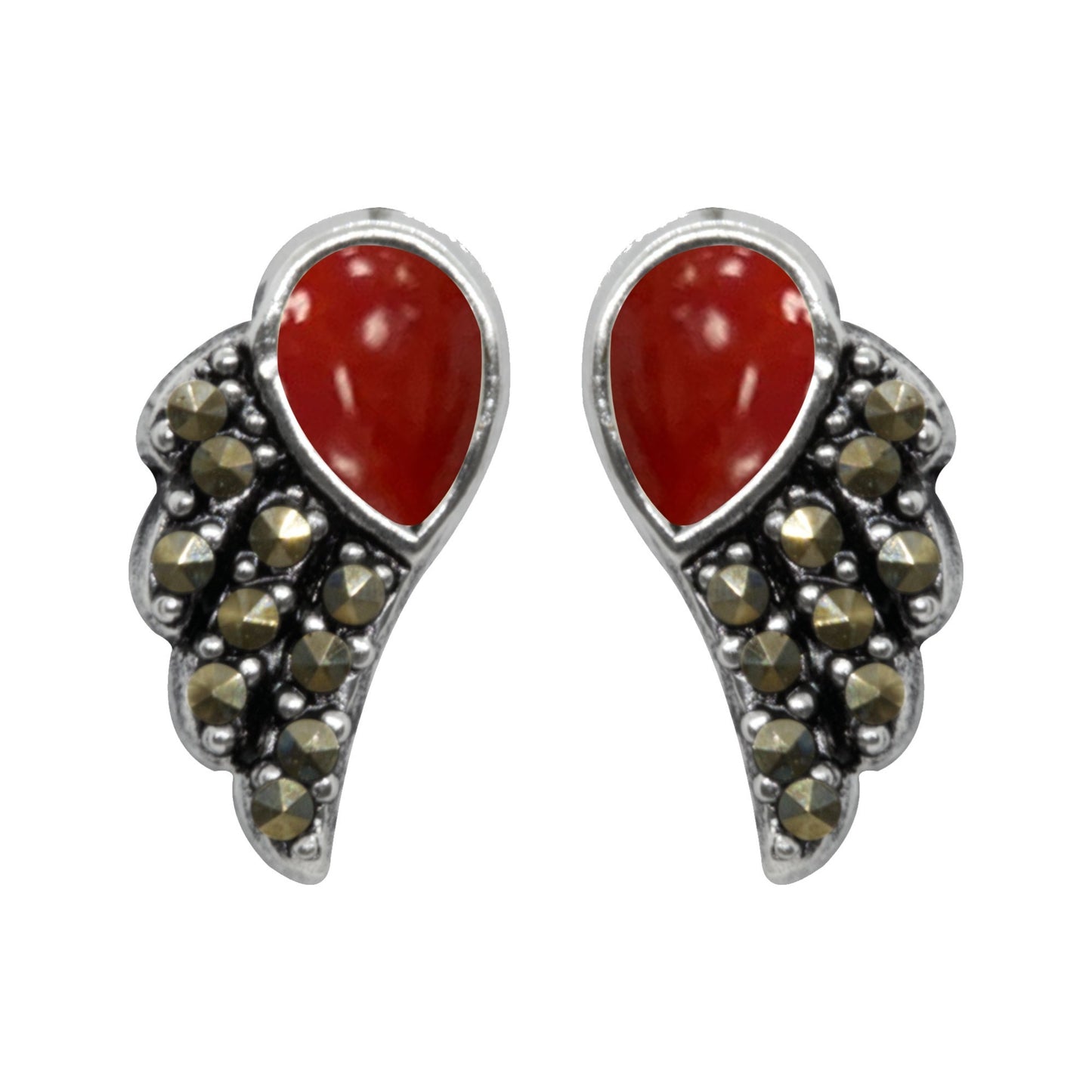 Aros de Plata 925 Ala Coral