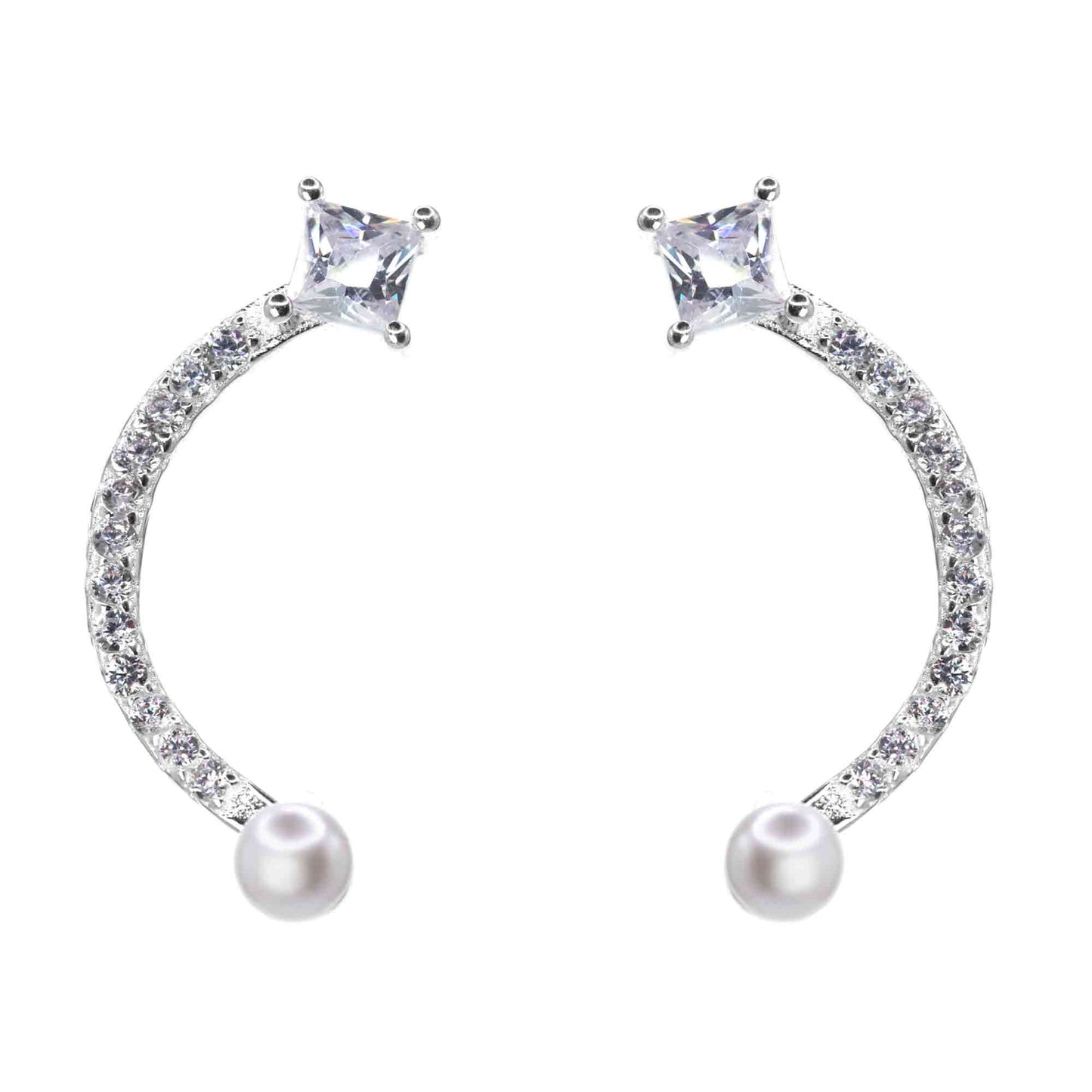 Aros de Plata 925 Arcos de Circones con Perla -