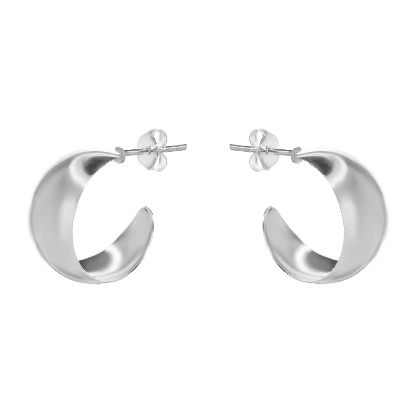 Aros de Plata 925 Argolla Estilo Bote Lisa 18 mm