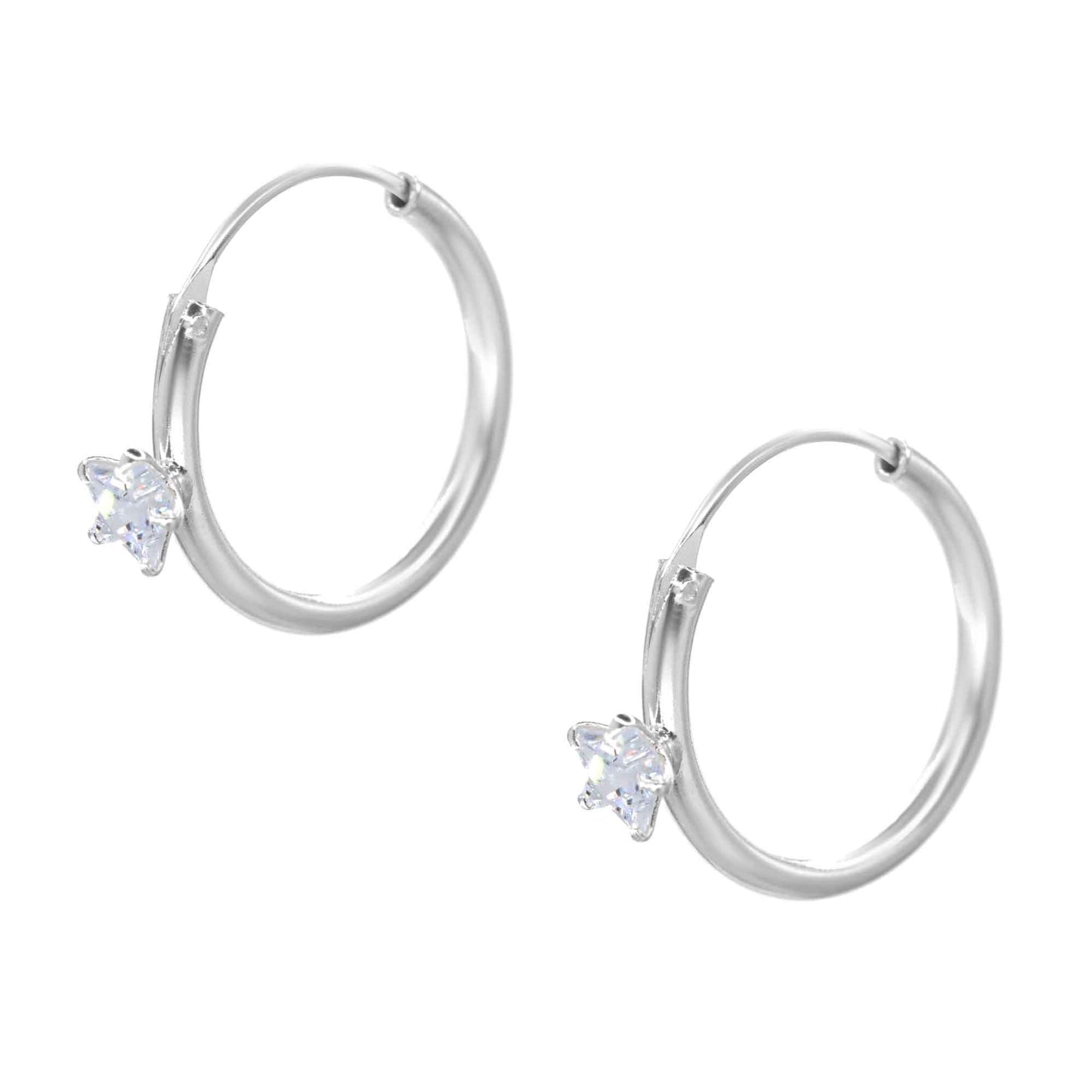 Aros de Plata 925 Argollas con Circón de Estrella