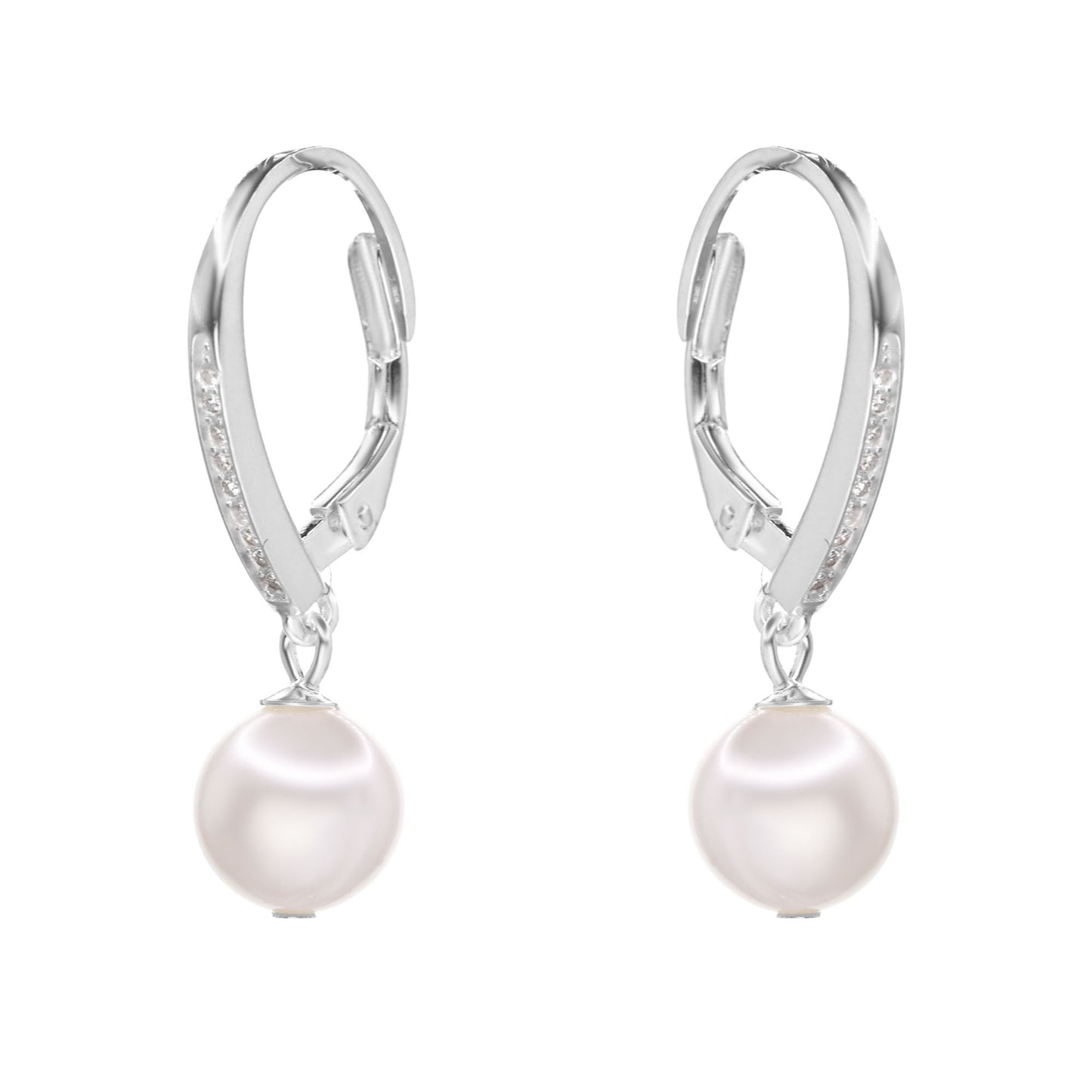 Aros de Plata 925 Argollas con Circones y Perlas