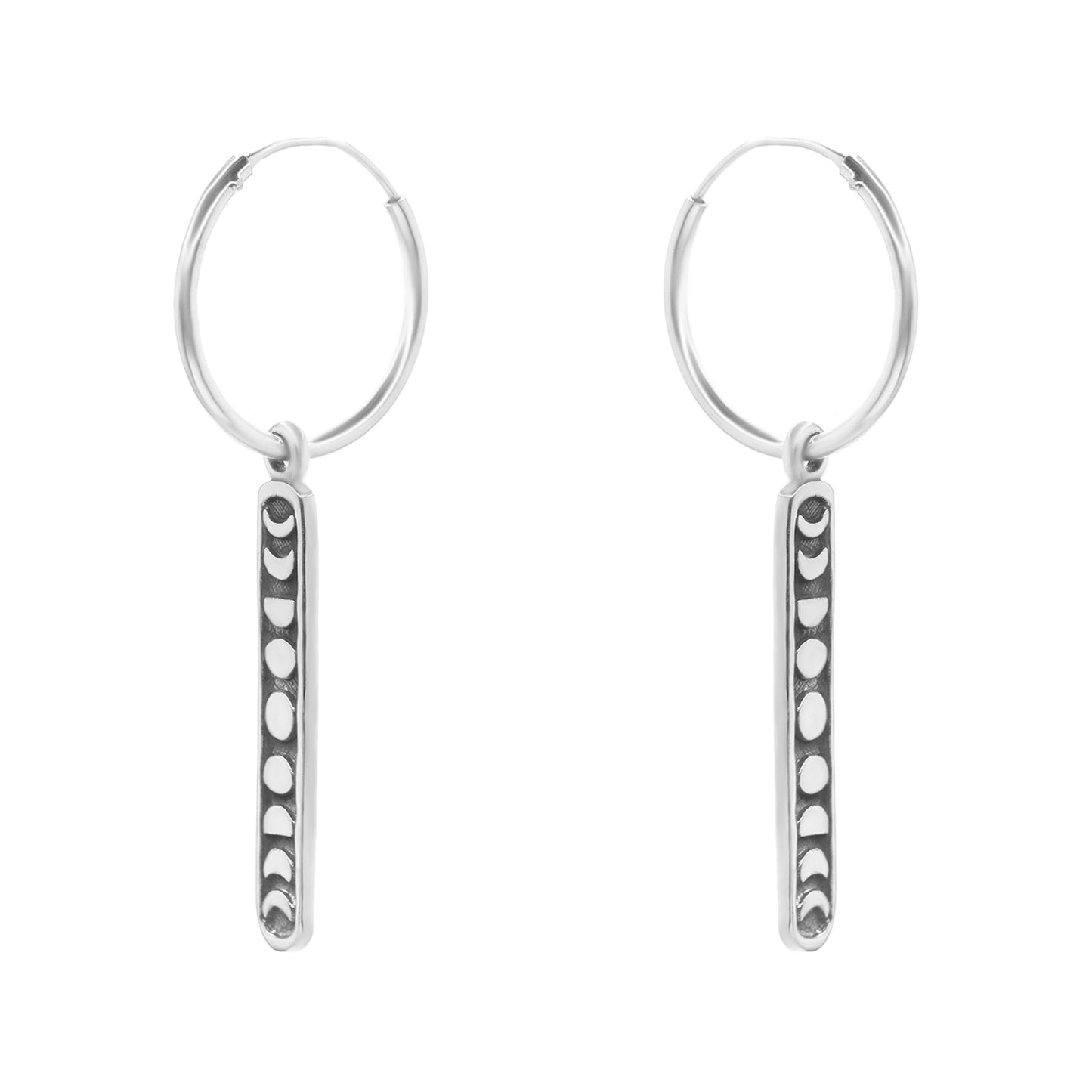 Aros de Plata Argollas con Colgante Ciclo Lunar
