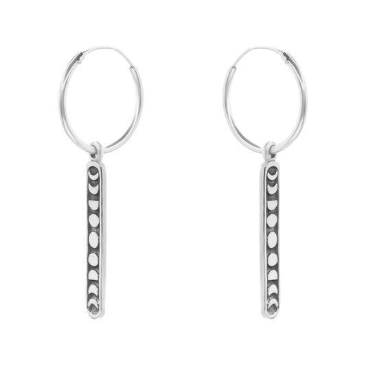 Aros de Plata Argollas con Colgante Ciclo Lunar