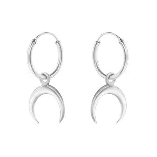 Aros de Plata Argollas con Colgante de Luna