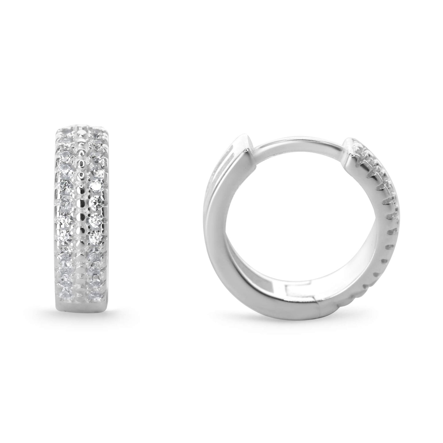 Aros de Plata 925 Argollas con Doble Serie de Circones