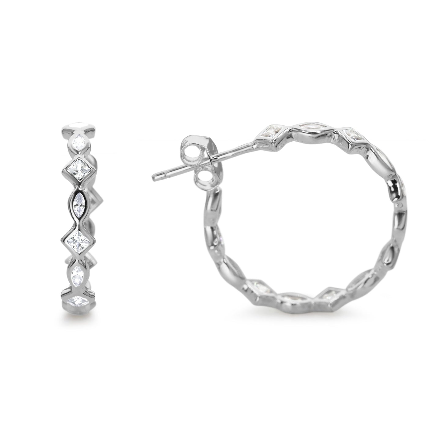 Aros de Plata 925 Argollas con Figura de Circones 22 mm