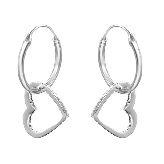 Aros de Plata Argollas con Figuras Corazón