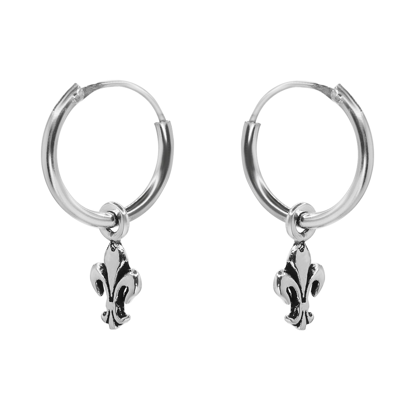 Aros de Plata Argollas con flor de Lis