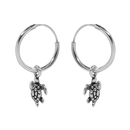 Aros de Plata Argollas con Pequeñas Tortugas