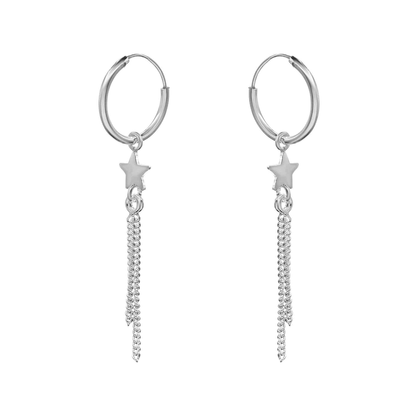 Aros de Plata Argollas de Estrellas y Cadenas