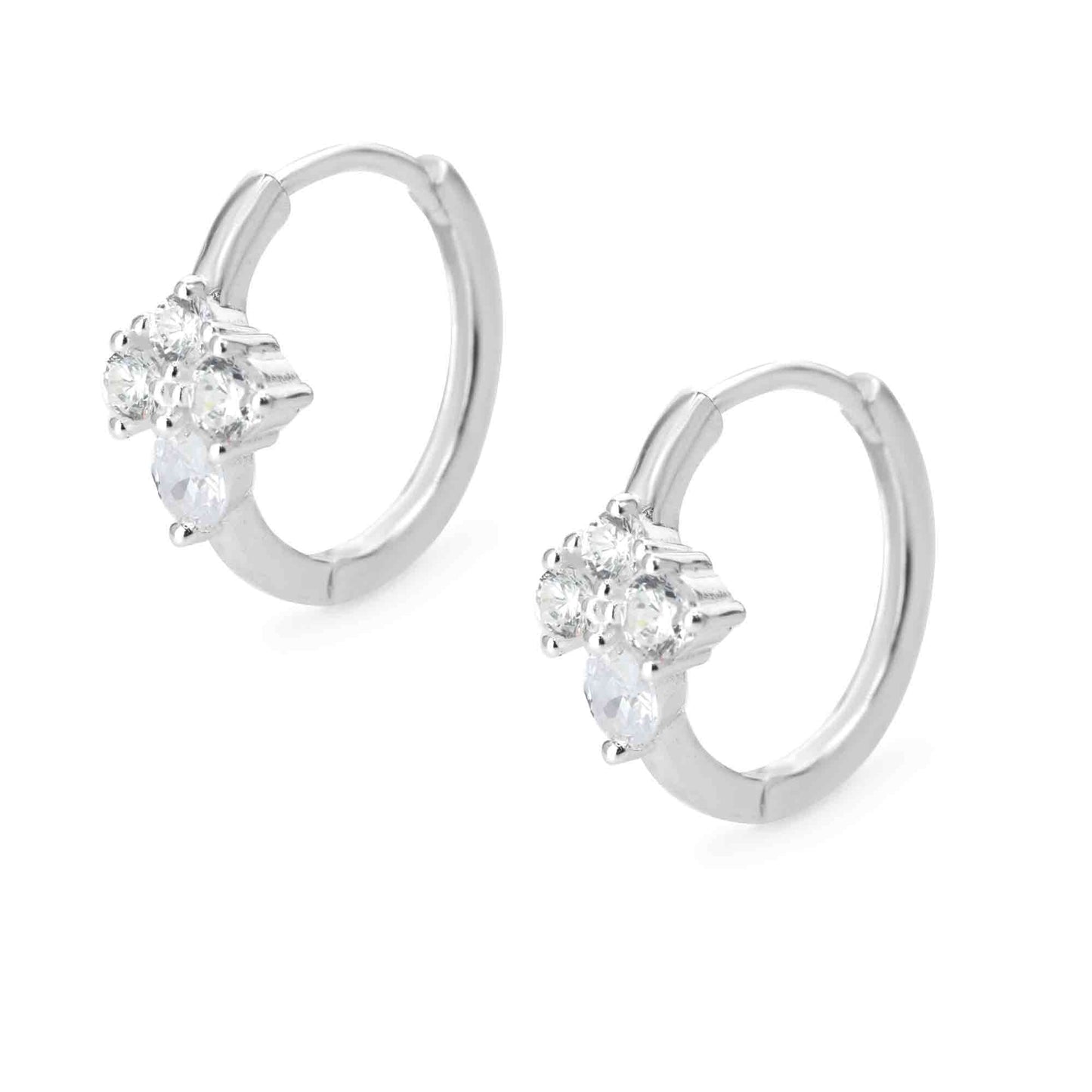 Aros de Plata 925 Argollas Diseño con Circones 16 mm