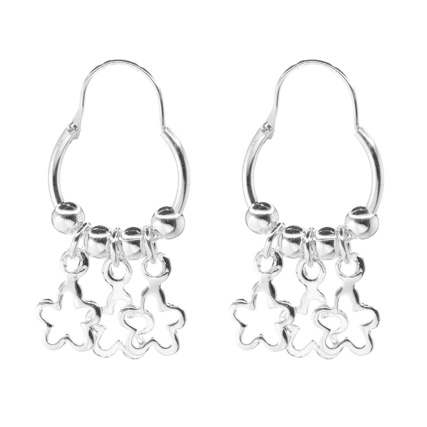 Aros de Plata 925 Argollas Esferas y Flores