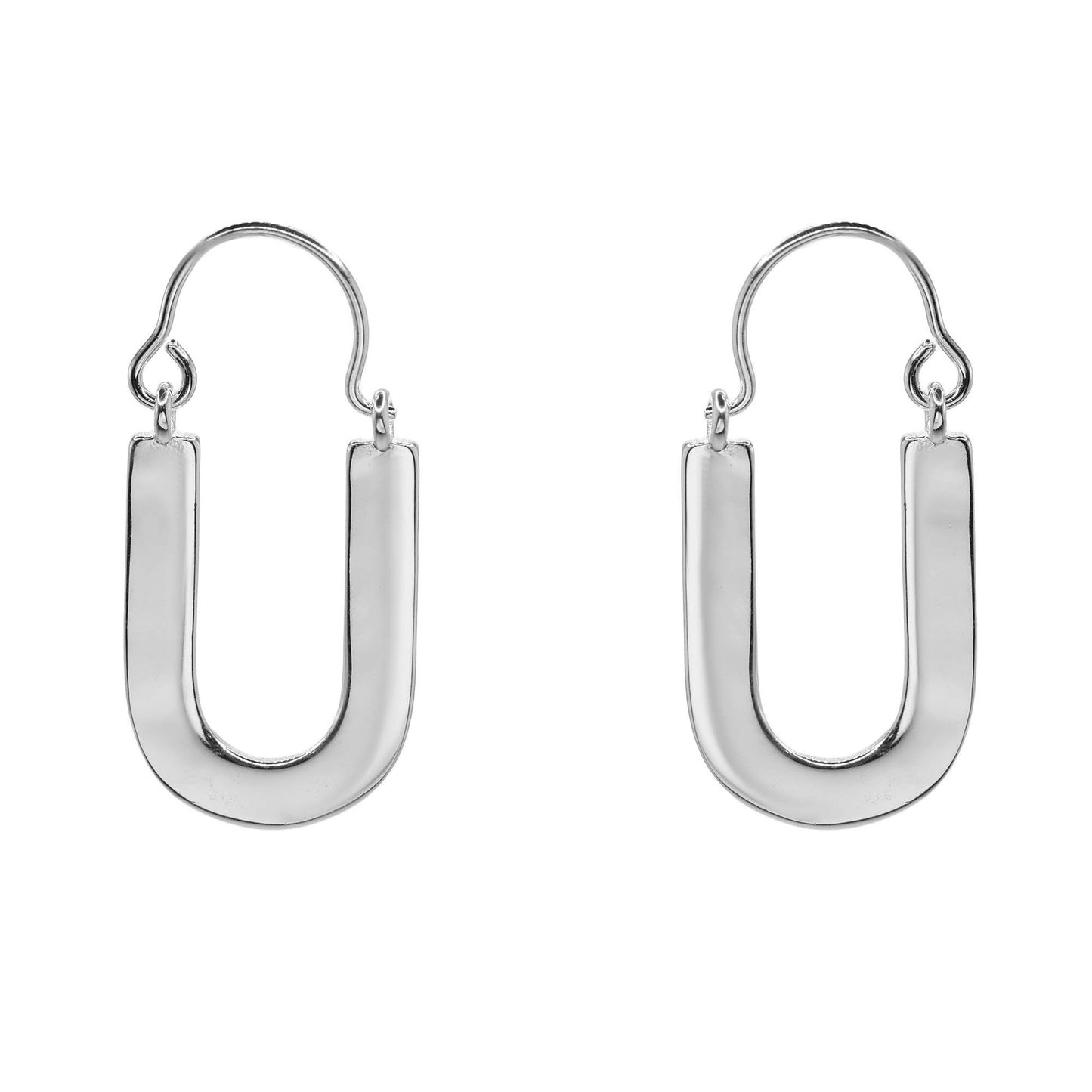 Aros de Plata 925 Argollas Estilo Placa lisas Ovalada