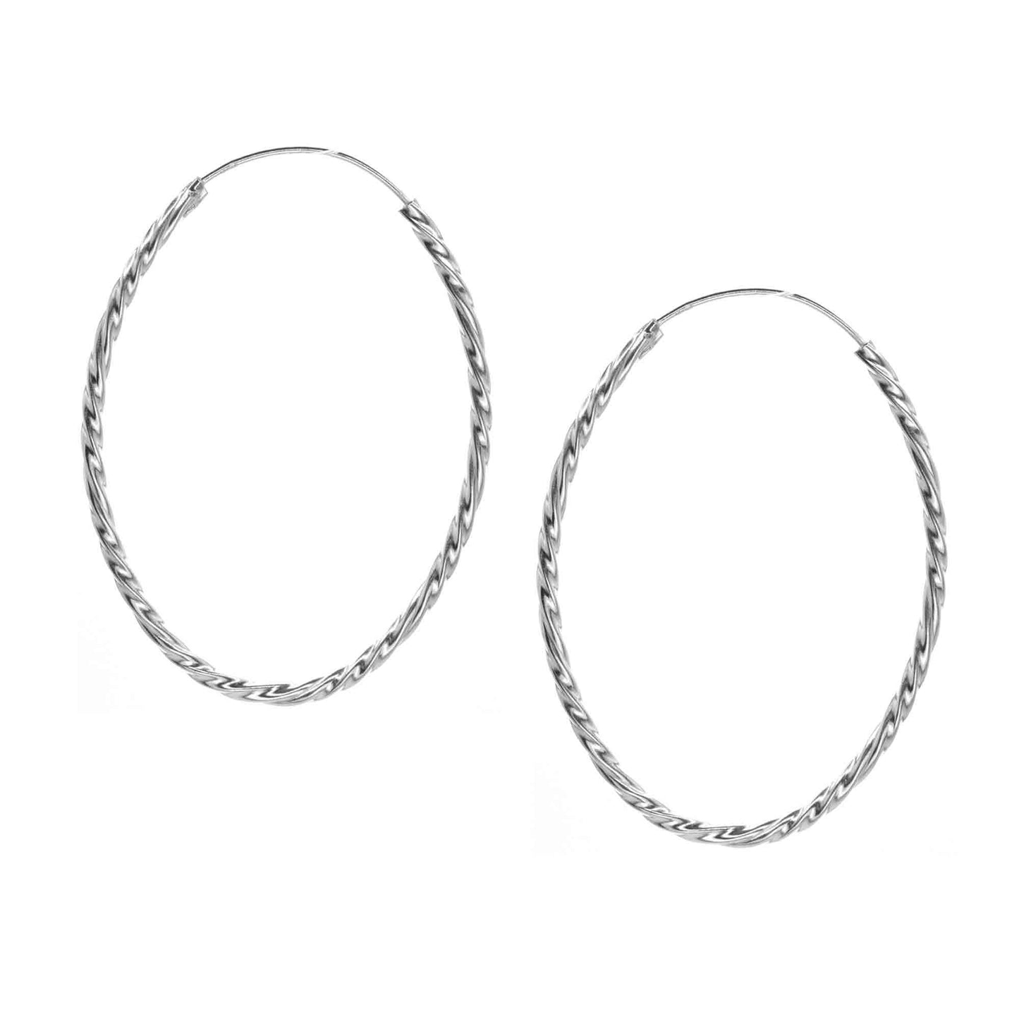 Aros de Plata 925 Argollas Ovaladas Entorchadas