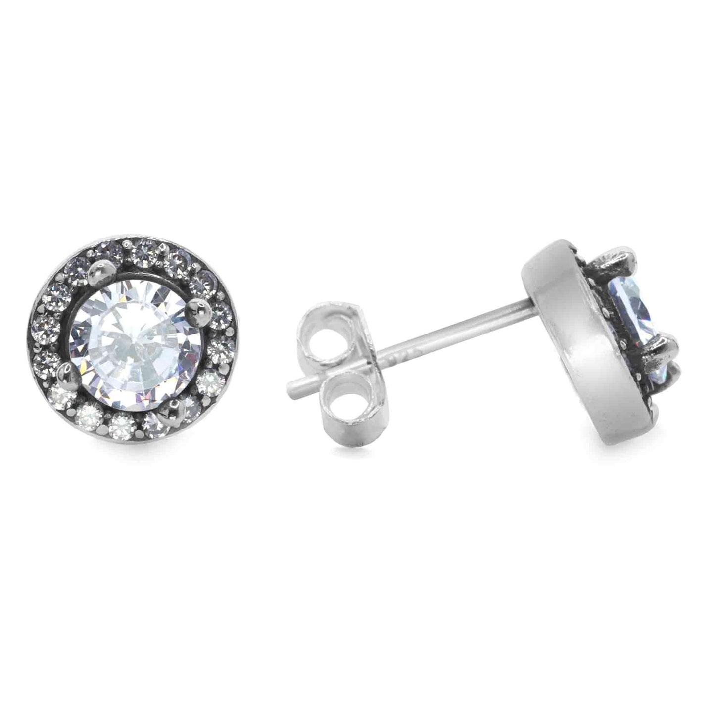 Aros de Plata 925 Botón de Circón