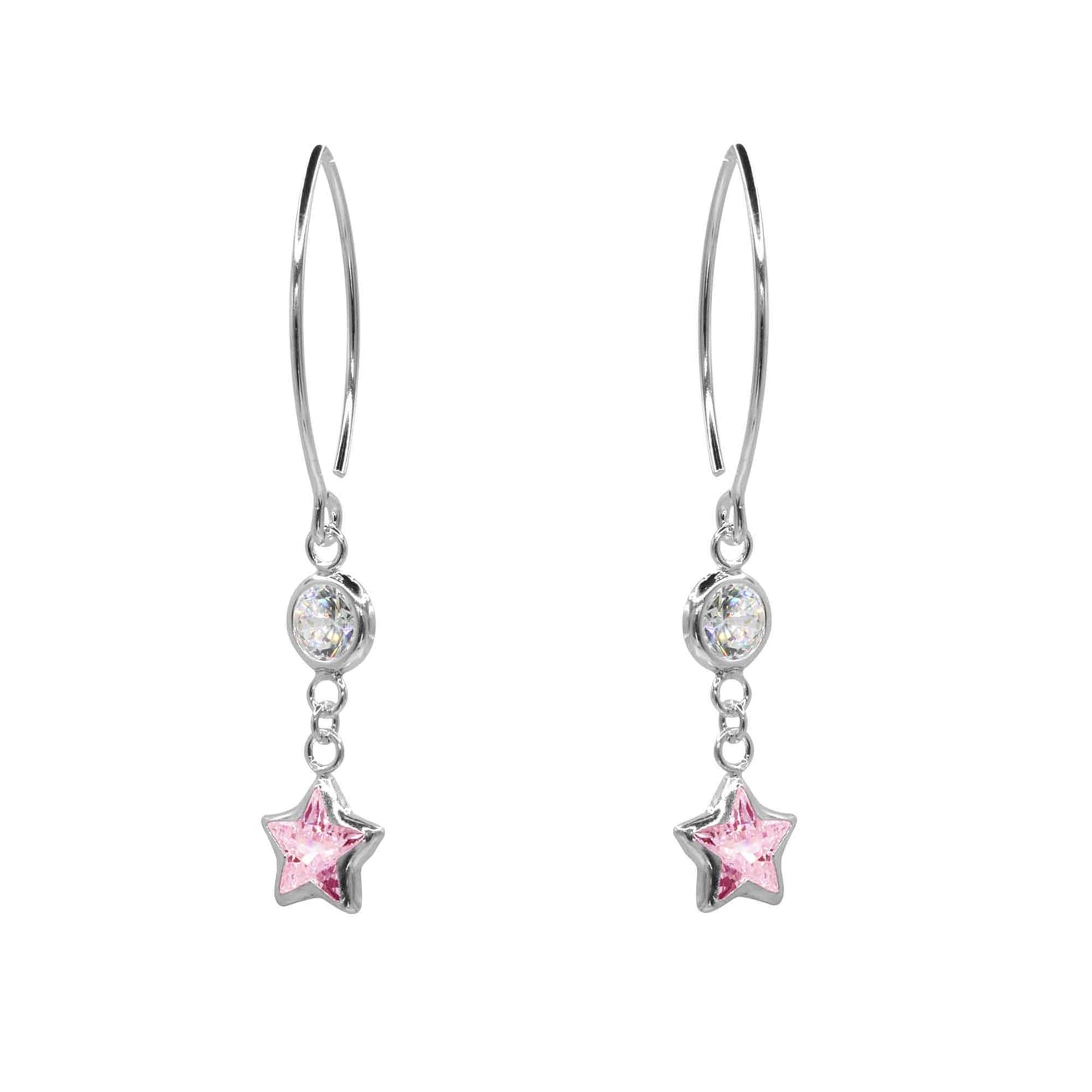 Aros de Plata 925 Cadena Circón y Circón Rosa Estrella