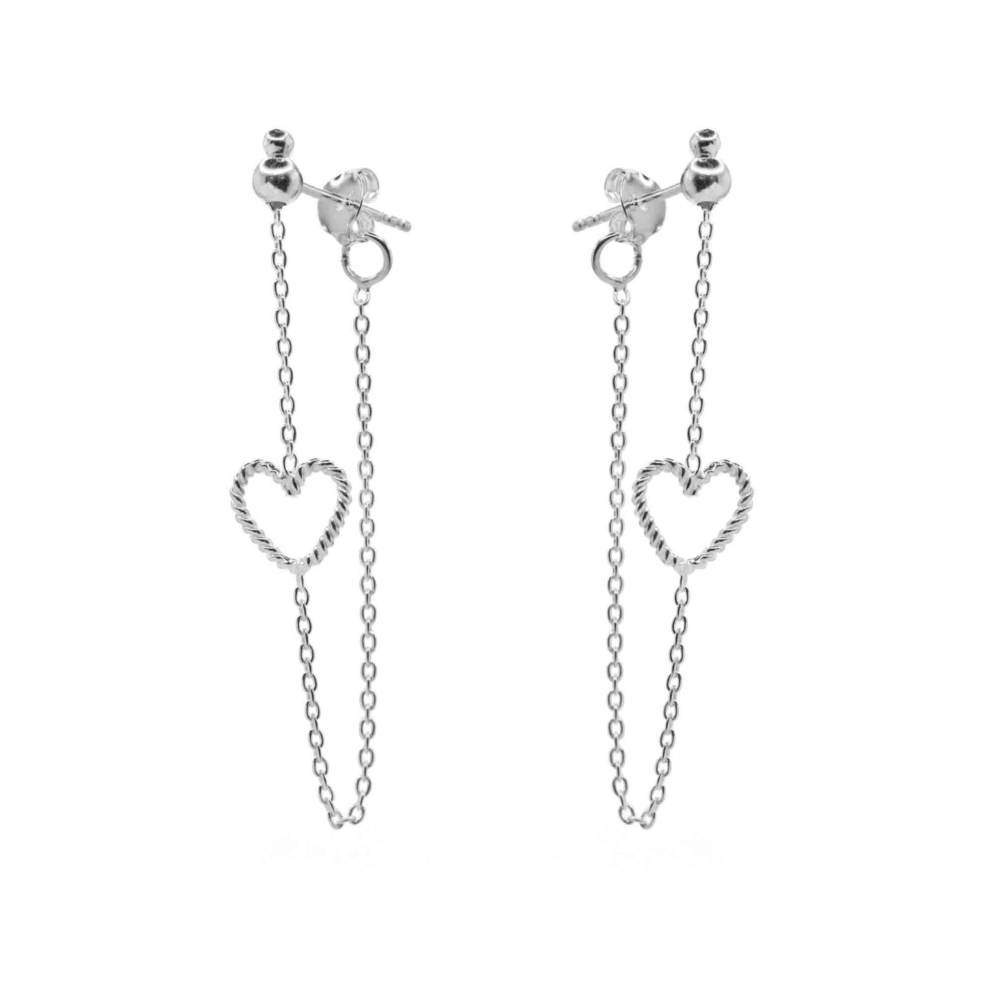 Aros de Plata 925 Cadena con Figura Corazón