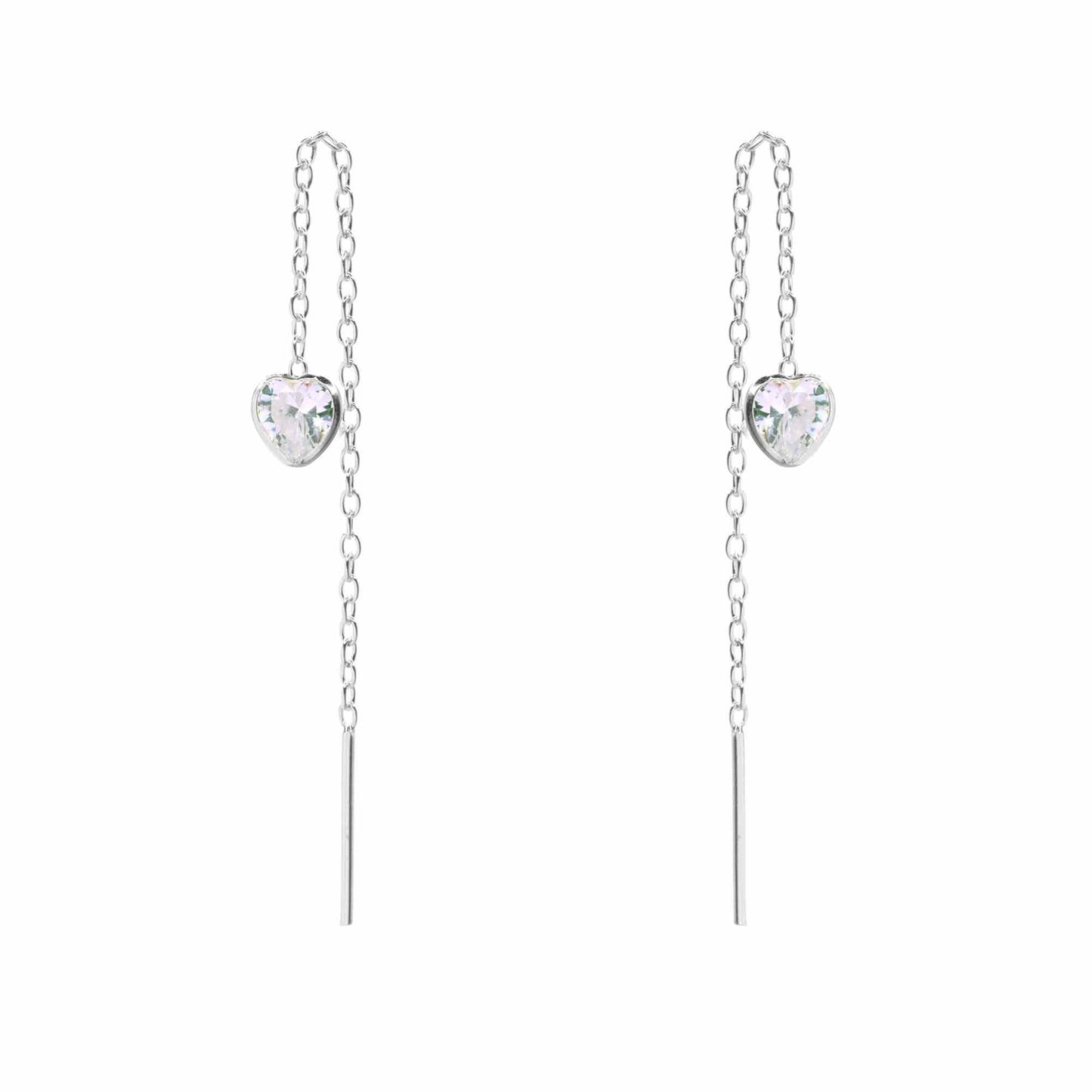 Aros de Plata 925 Cadena de Corazón Circón