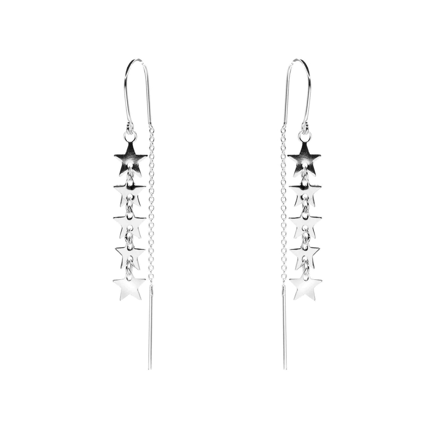 Aros de Plata 925 Cadenas Serie Estrellada