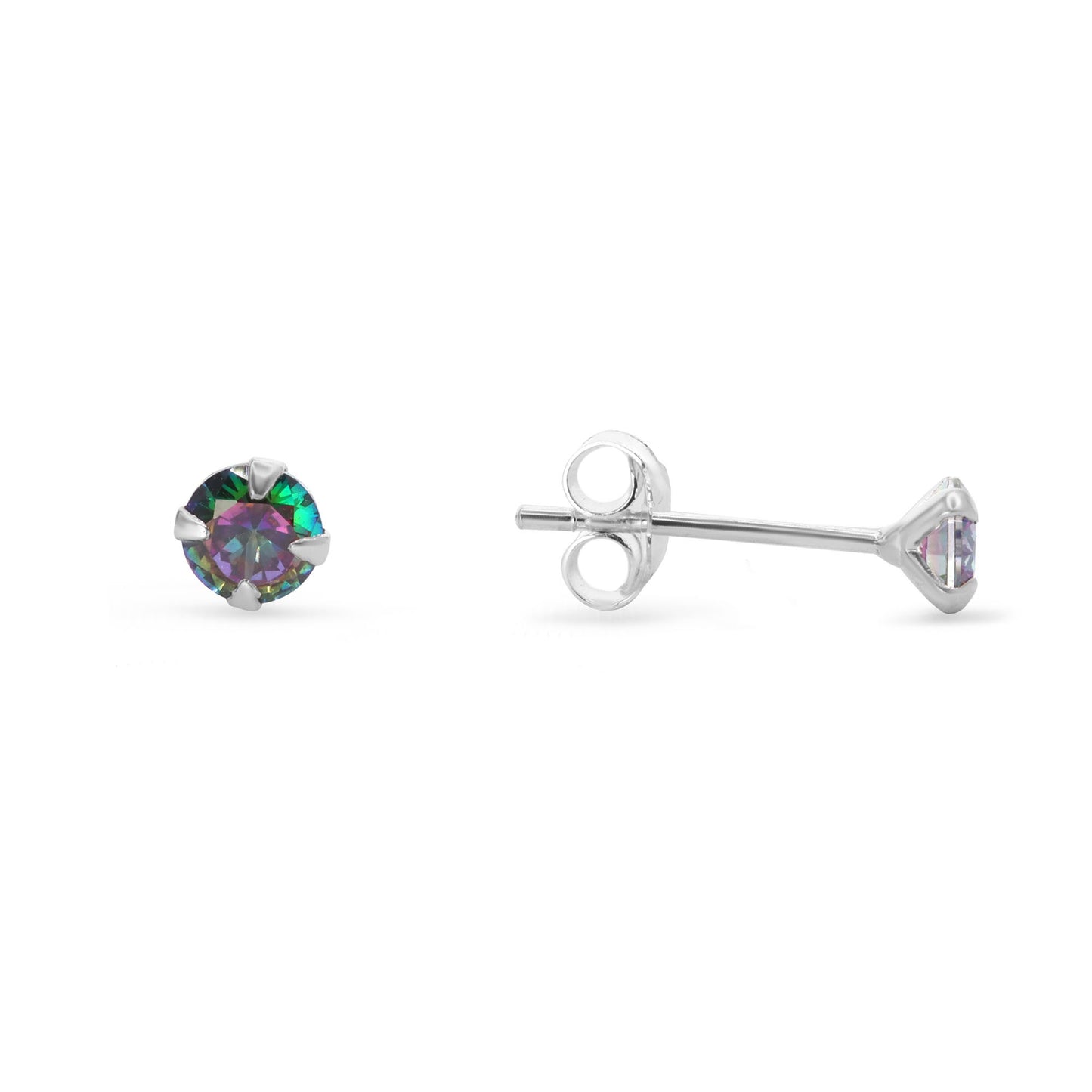 Aros de Plata 925 Circón Místico 4 mm