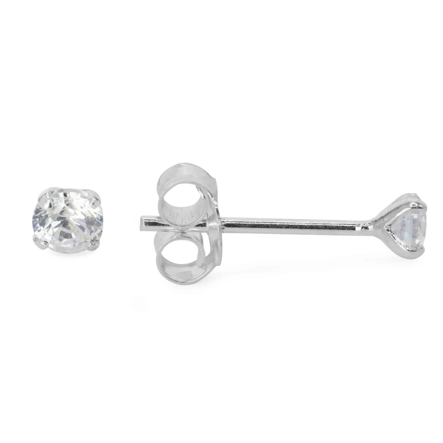 Aros de Plata 925 Circón Redondo 3 mm