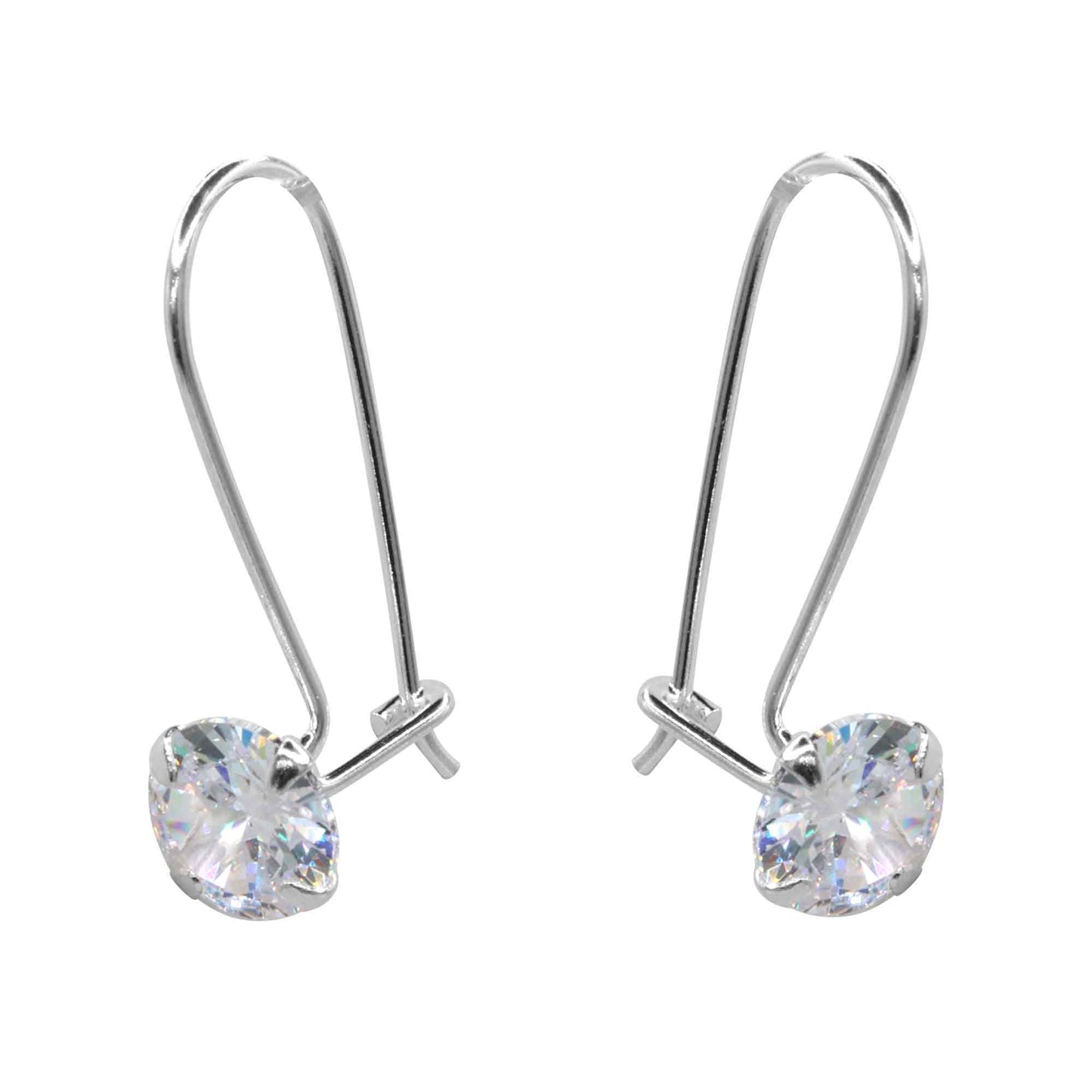 Aros de Plata 925 Circón Único 6 mm