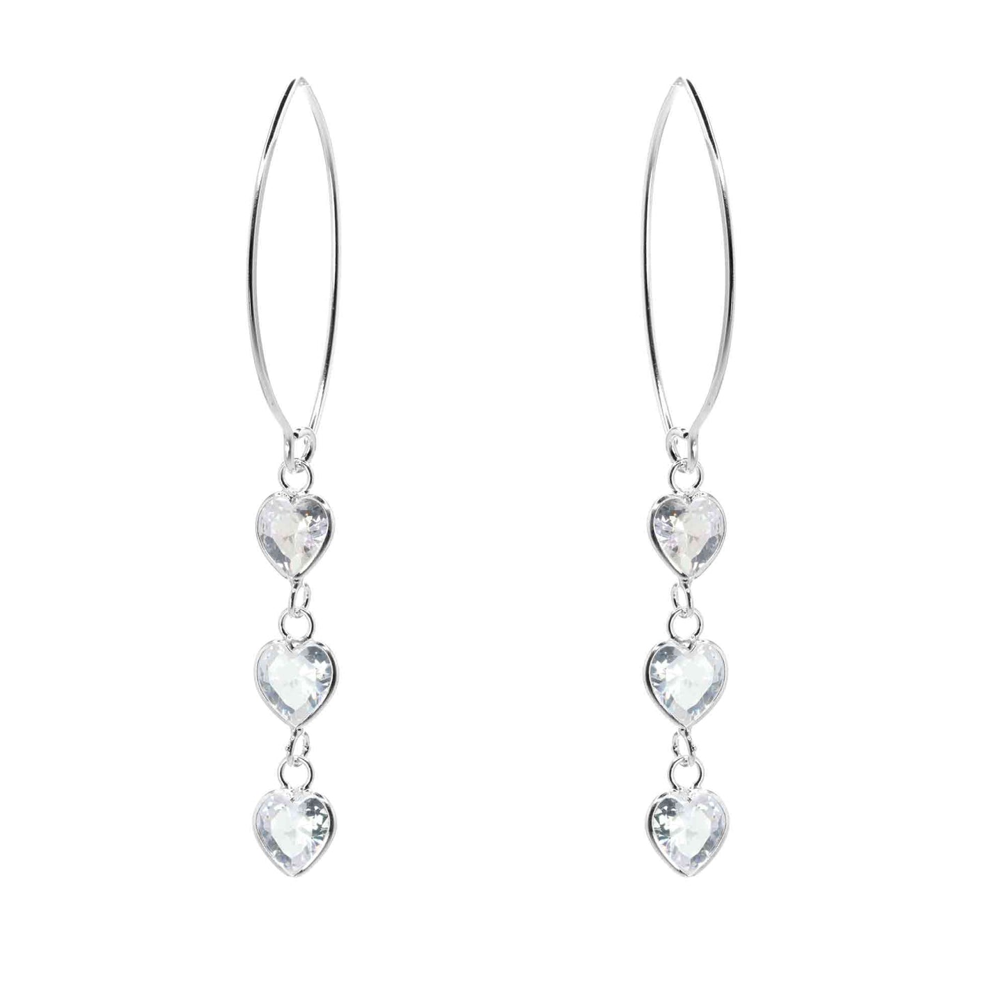 Aros de Plata 925 Colgante con Trio de Corazones Circón