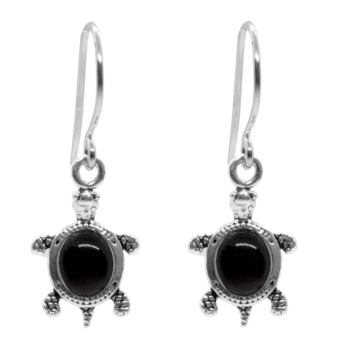 Aros de Plata 925 Colgante Tortuga Onix