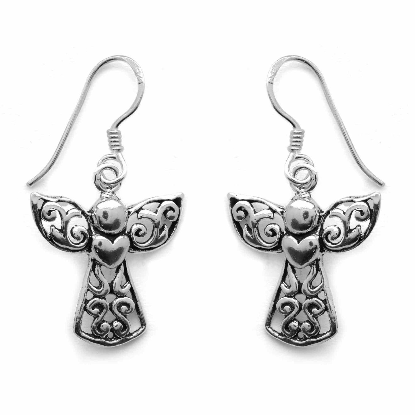 Aros de Plata 925 Colgantes de Ángeles Corazón