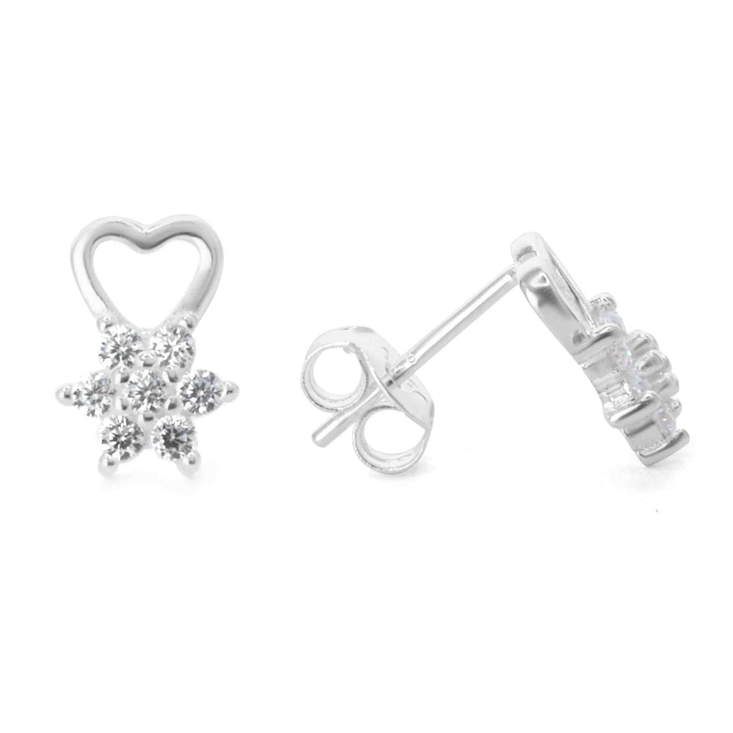 Aros de Plata 925 Corazón con Estrella de Circones