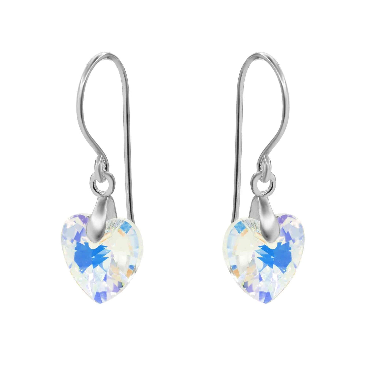 Aros de Plata 925 Corazones de Cristal Tornasol