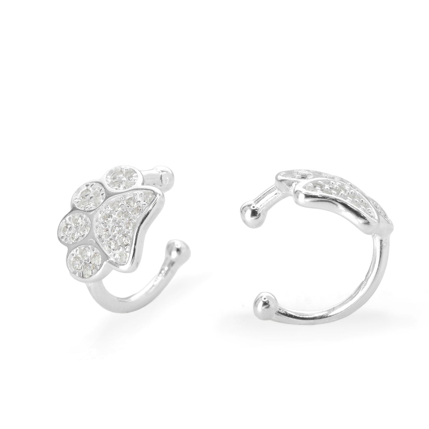 Aros de Plata 925 Cuff Diseño Huellas con Circones