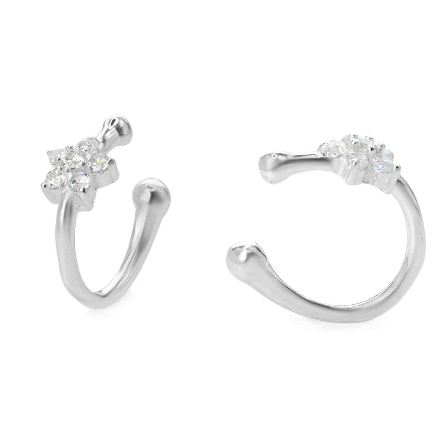 Aros de Plata 925 Cuff Pequeña Flor de Circones
