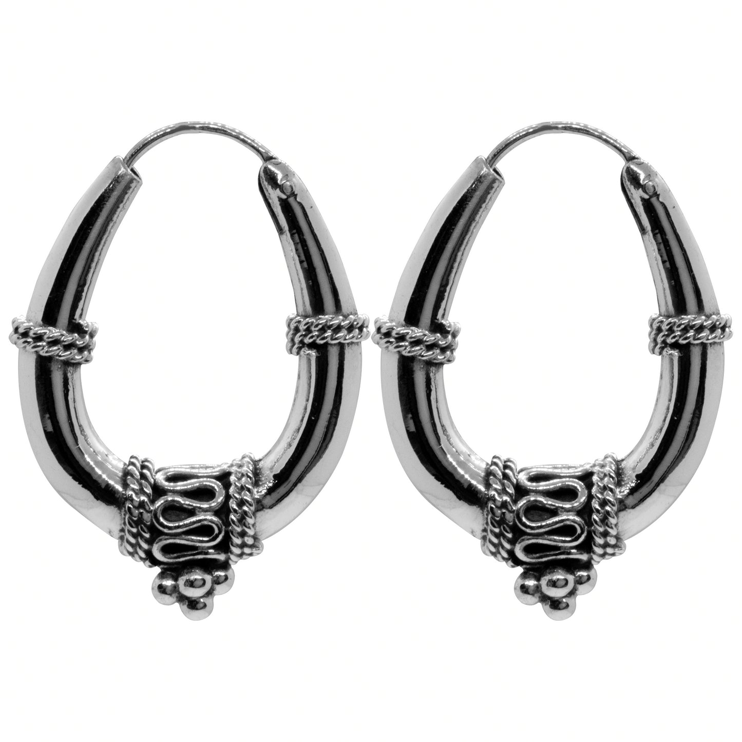 Aros de Plata 925 Diseño Bali Ovalado