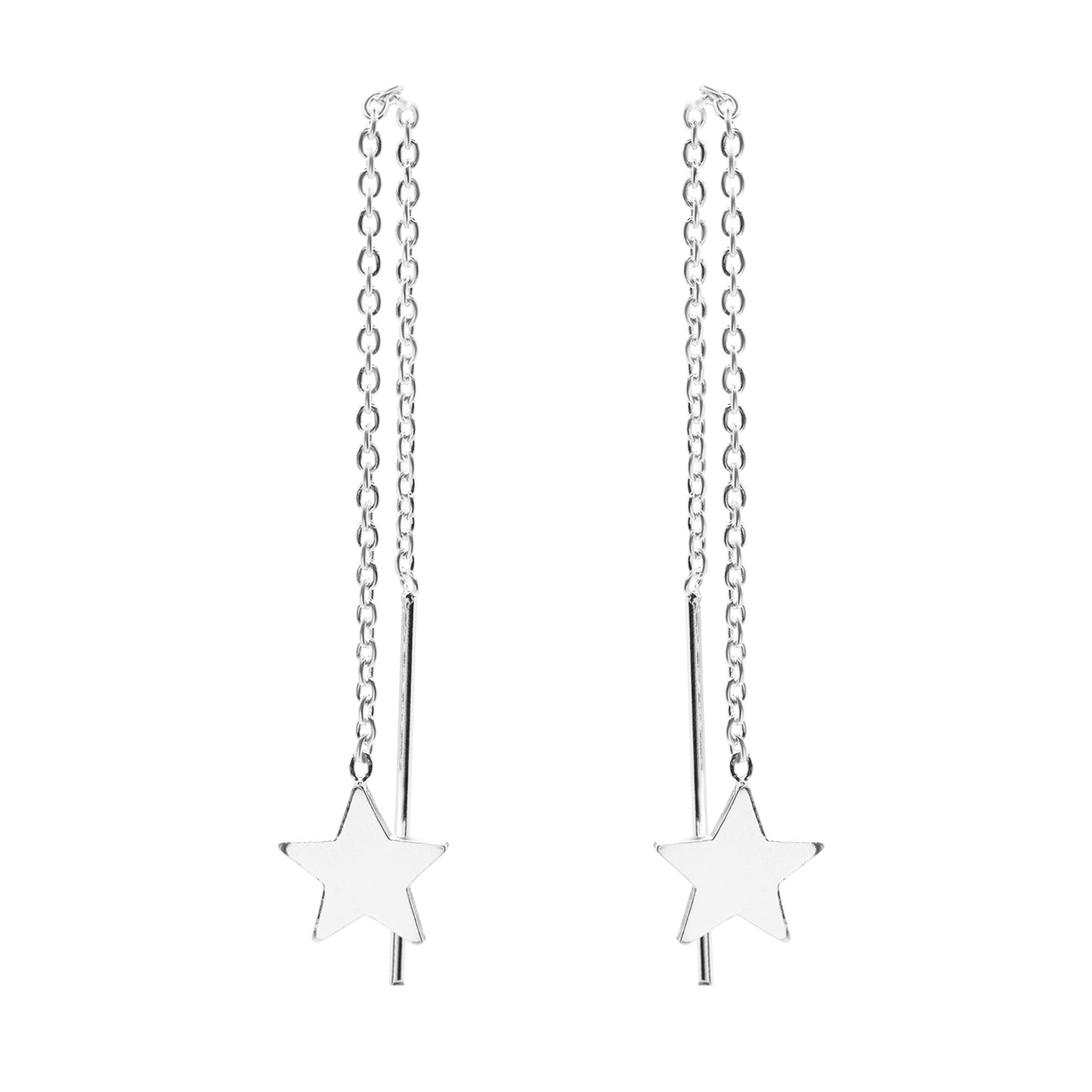 Aros de Plata 925 Diseño Cadena con Placa de Estrella