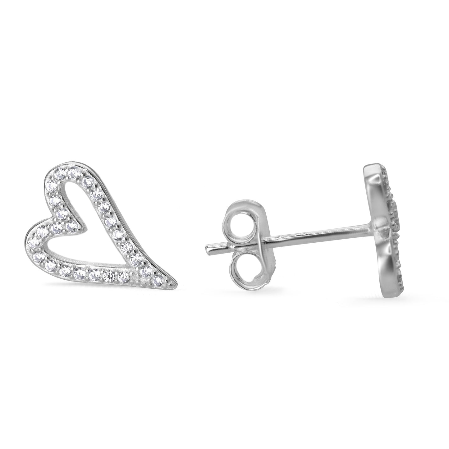Aros de Plata 925 Diseño Corazón con Circones