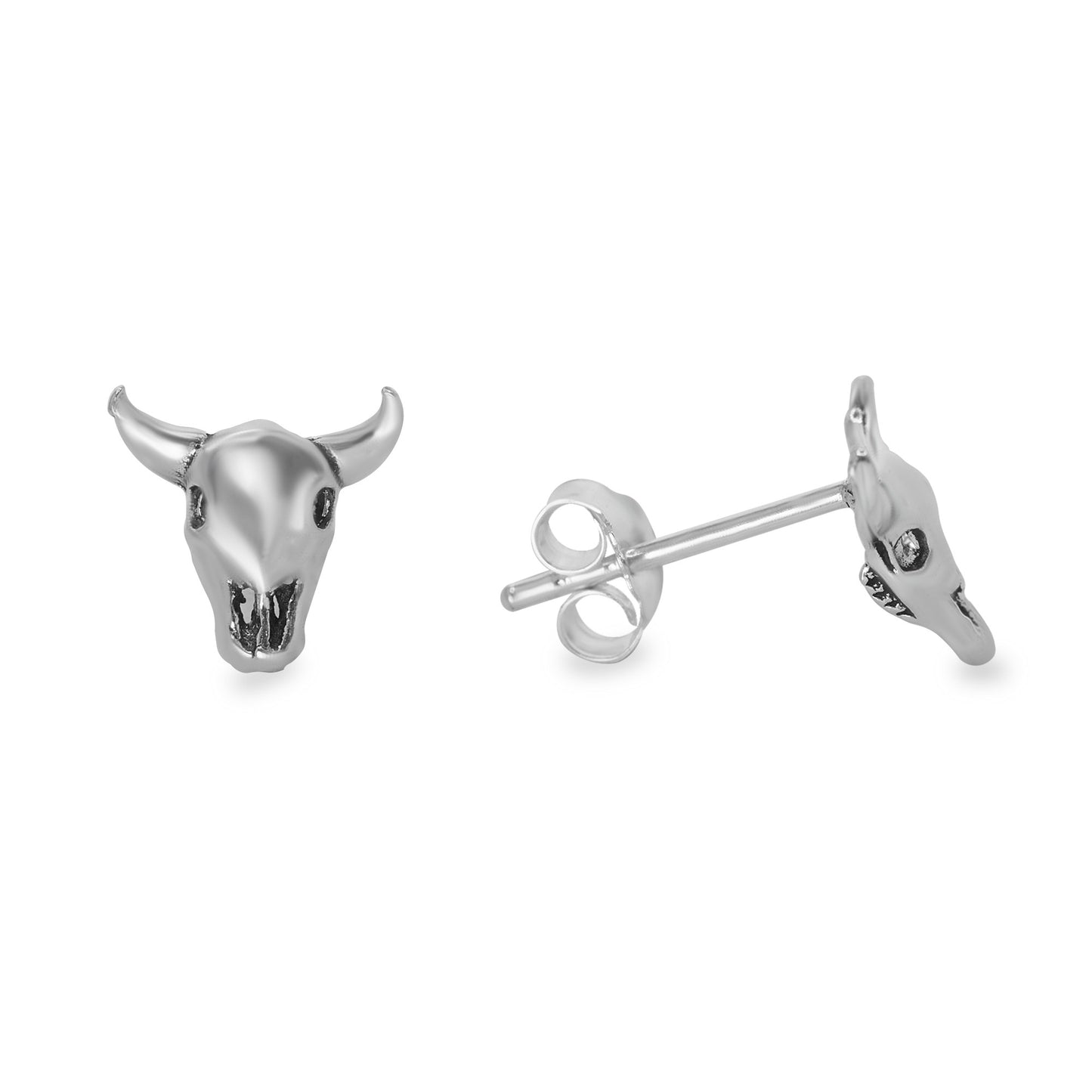 Aros de Plata 925 Diseño Cráneos de Búfalo