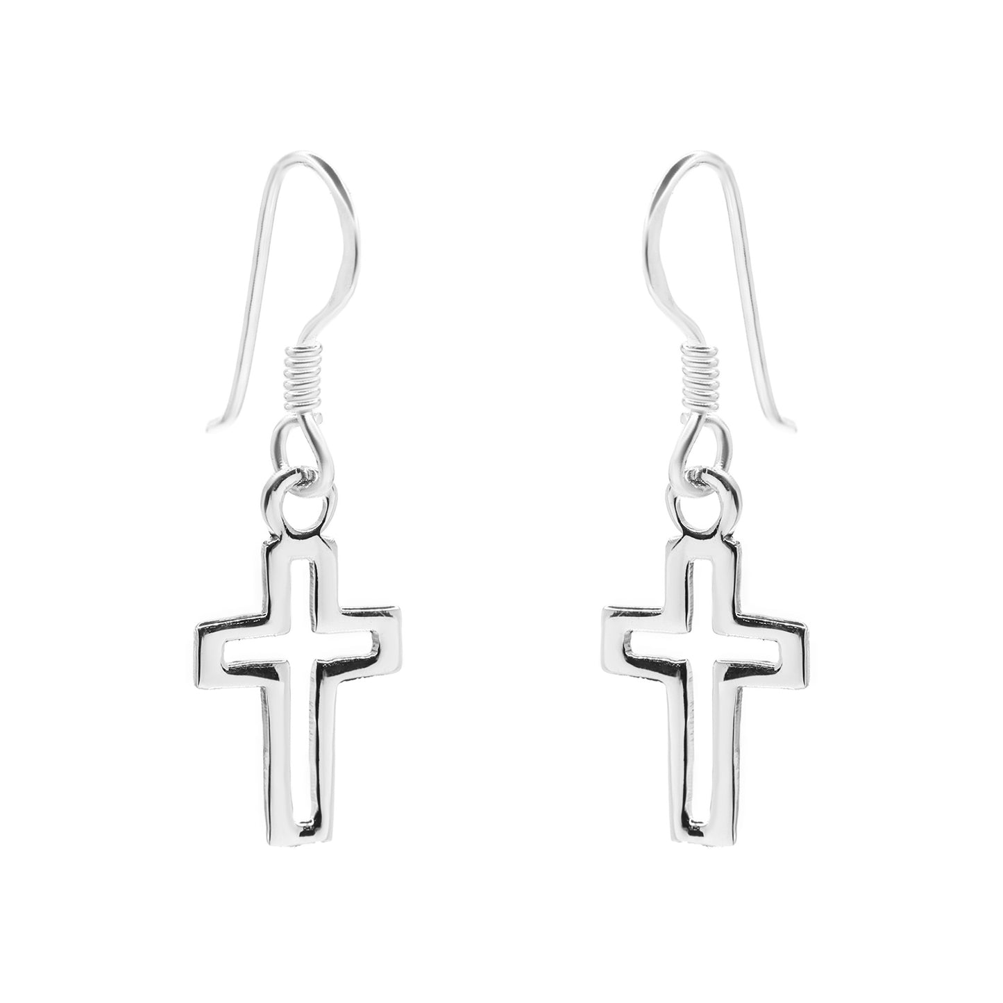 Aros de Plata 925 Diseño Cruz con Gancho