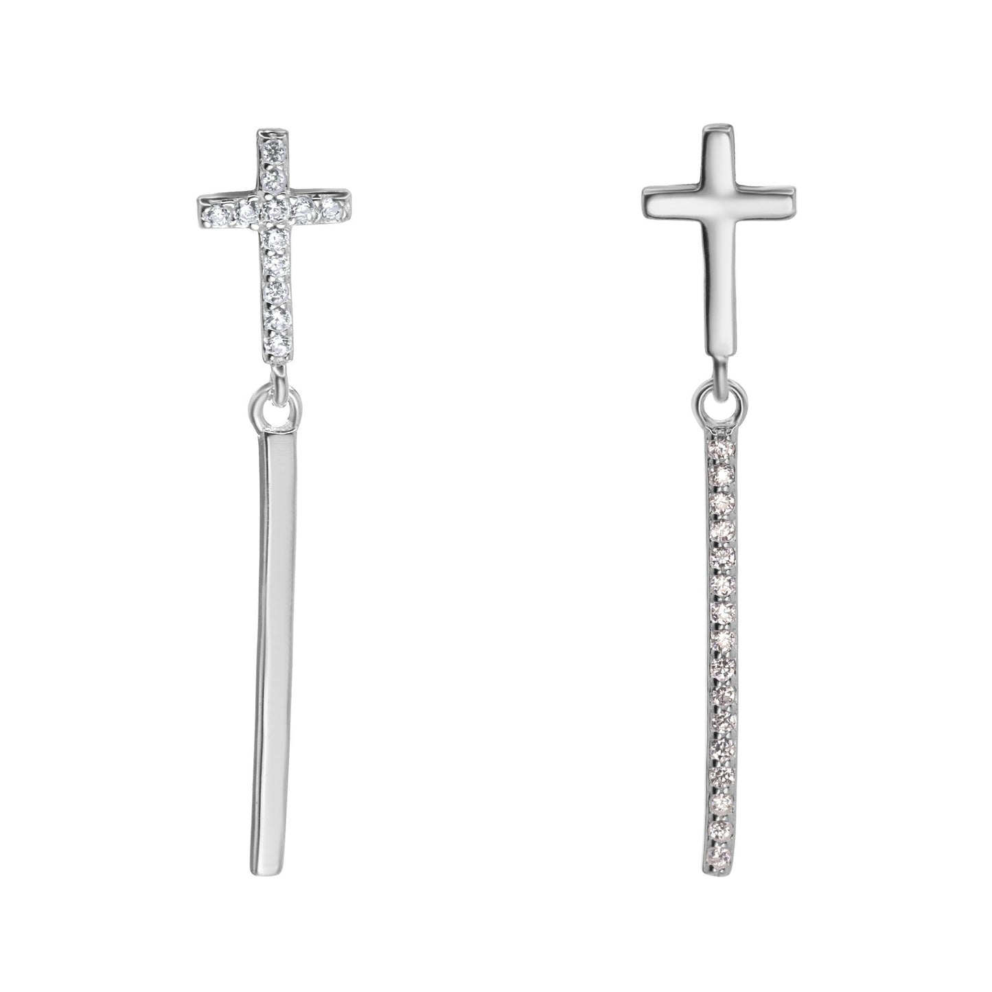 Aros de Plata 925 Diseño Cruz de Circones con Varita