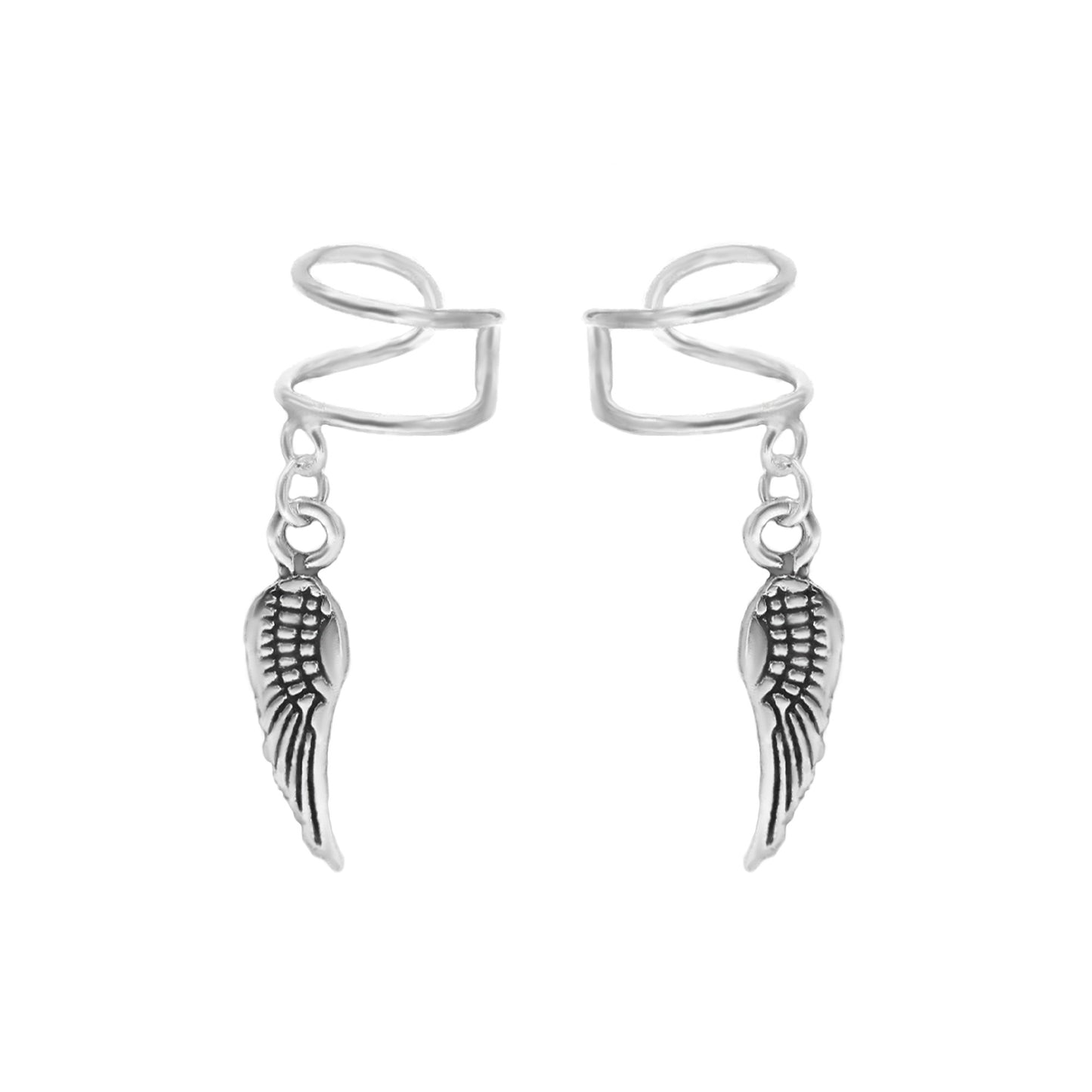 Aros de Plata 925 Diseño Cuff con Pluma