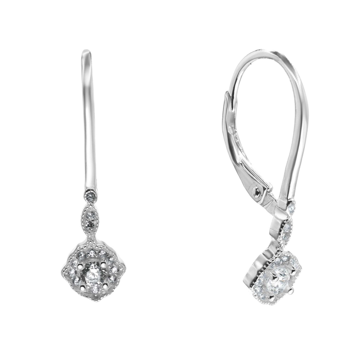 Aros de Plata 925 Diseño Flor con Circones Y Broche Clip
