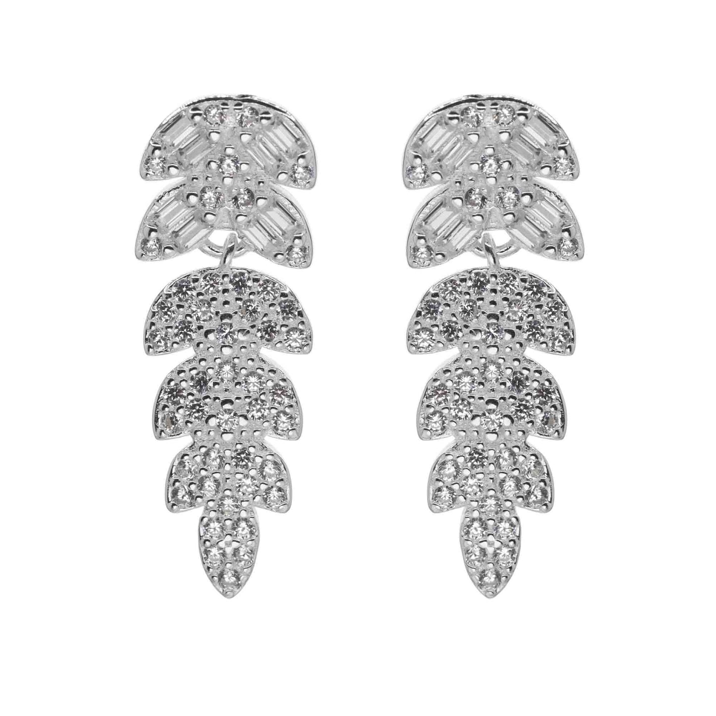 Aros de Plata 925 Diseño Hoja con Circones