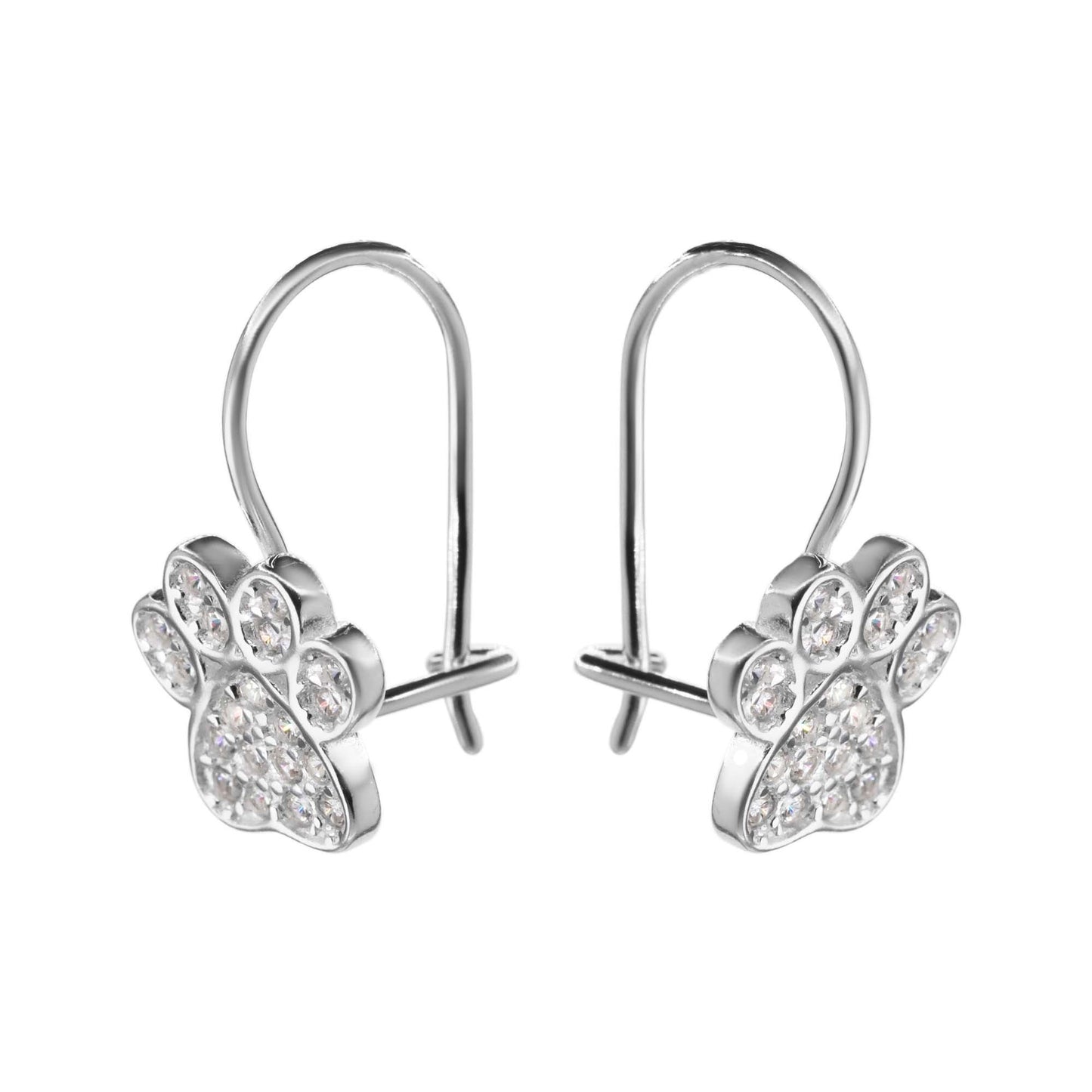 Aros de Plata 925 Diseño Huella con Circones