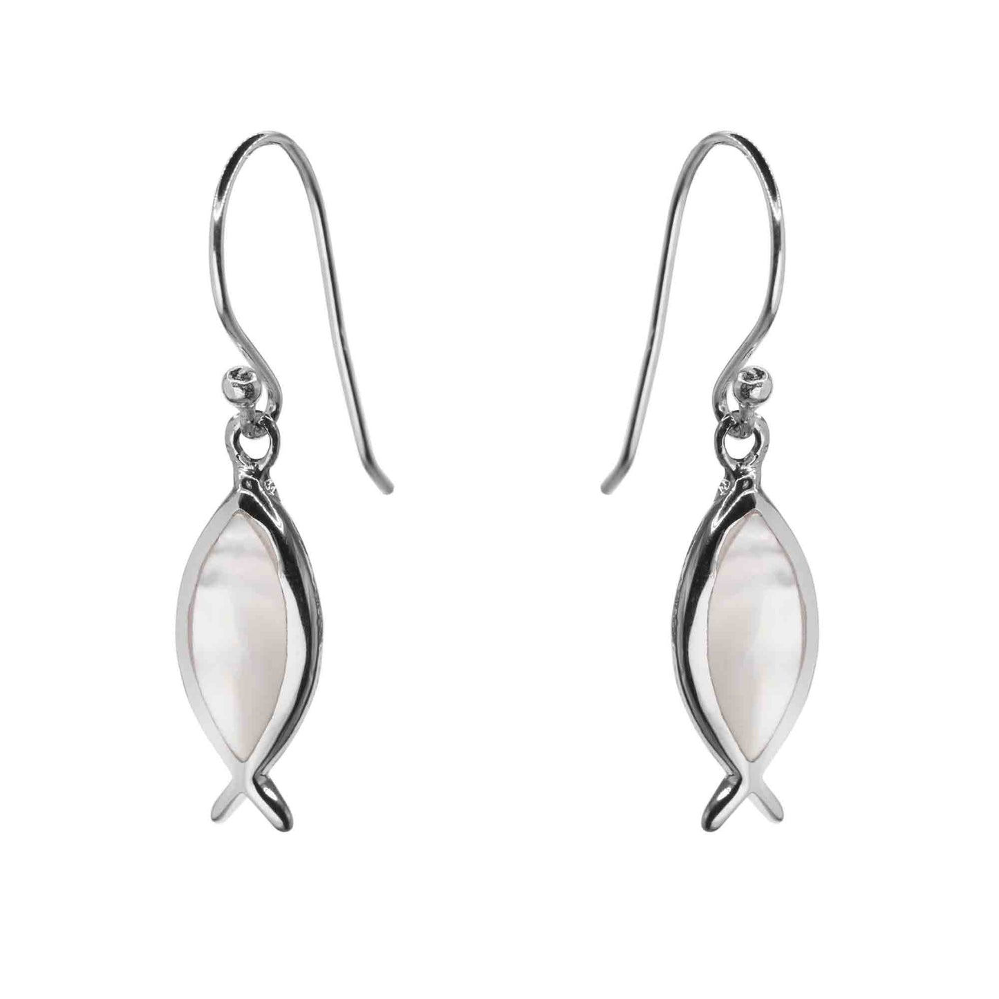 Aros de Plata 925 Diseño Ictus de Nácar
