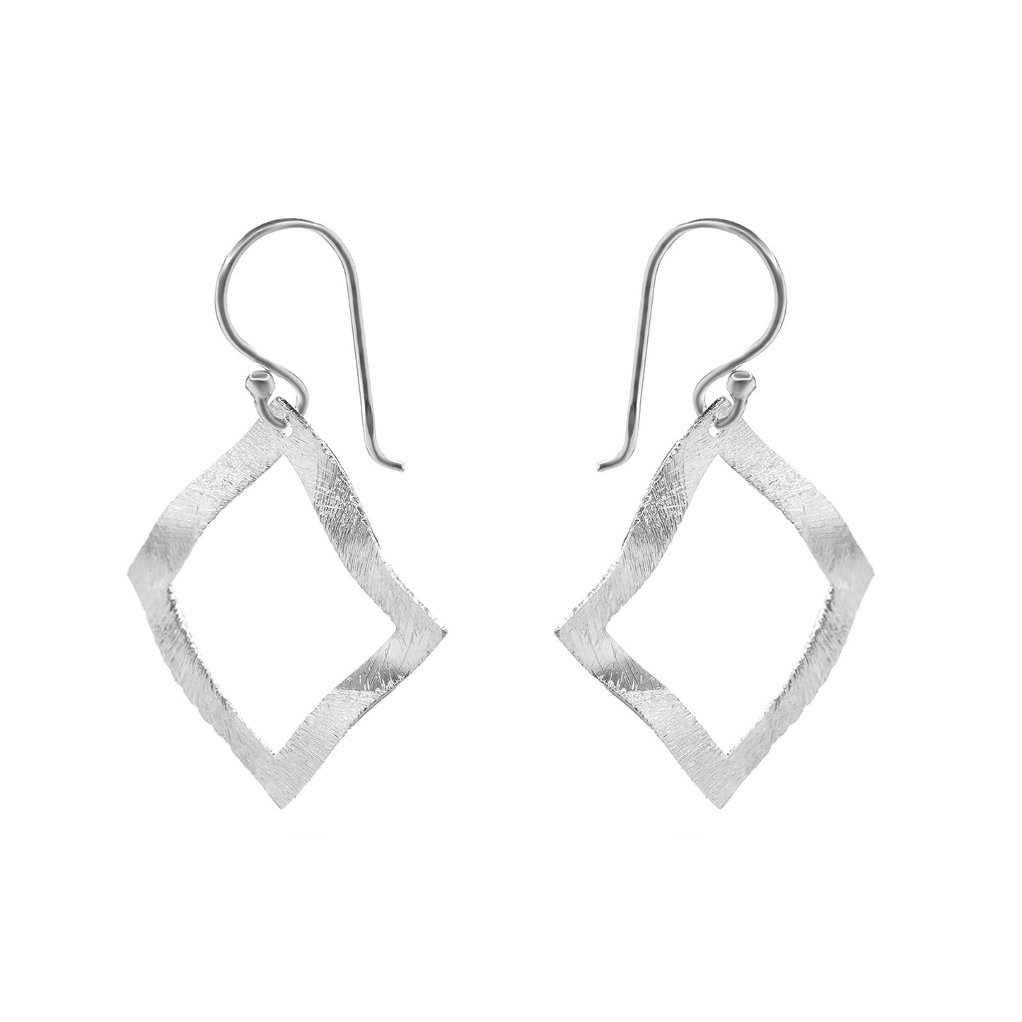 Aros de Plata 925 Diseño Marco Irregular Satinado