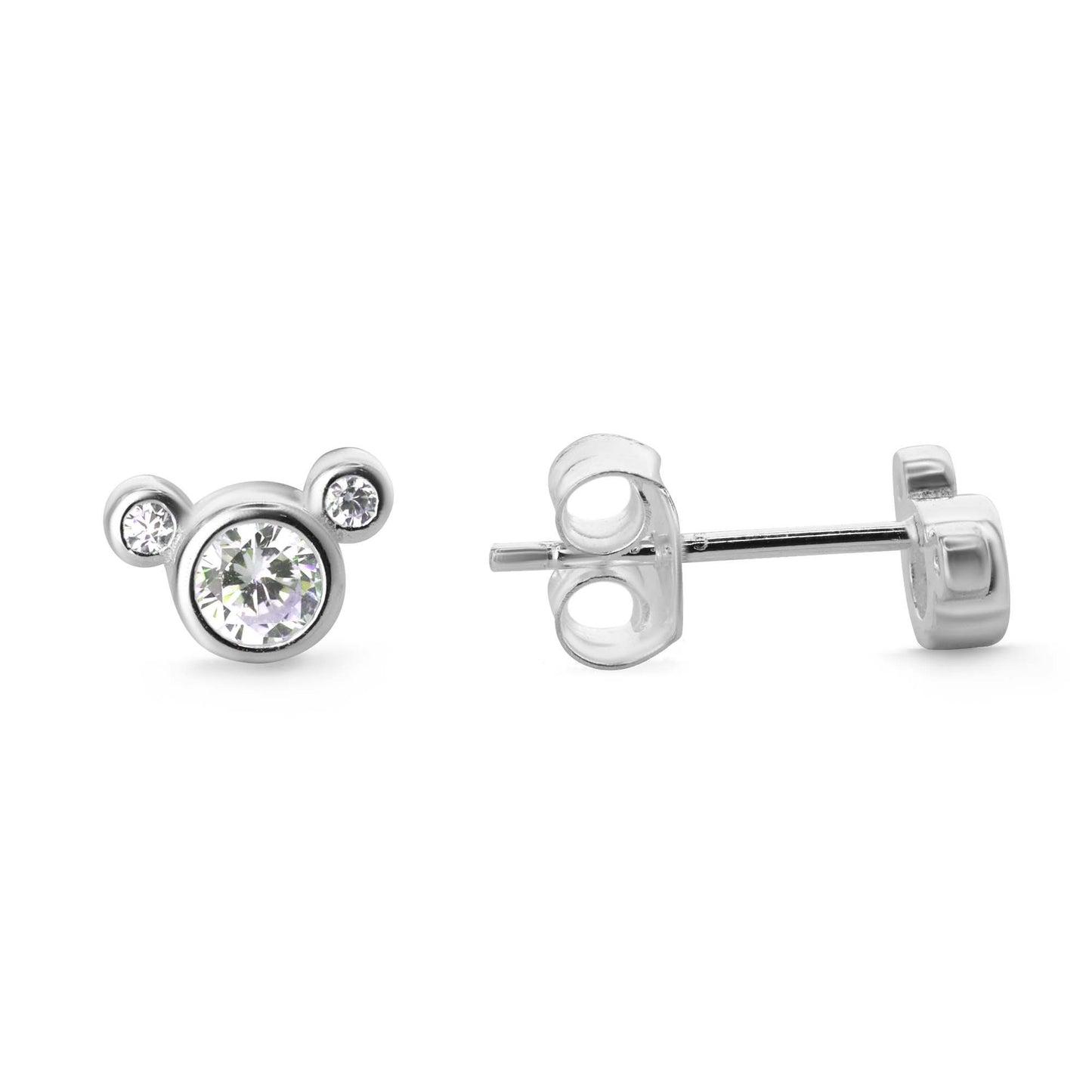 Aros de Plata 925 Diseño Mickey Mouse de Circón
