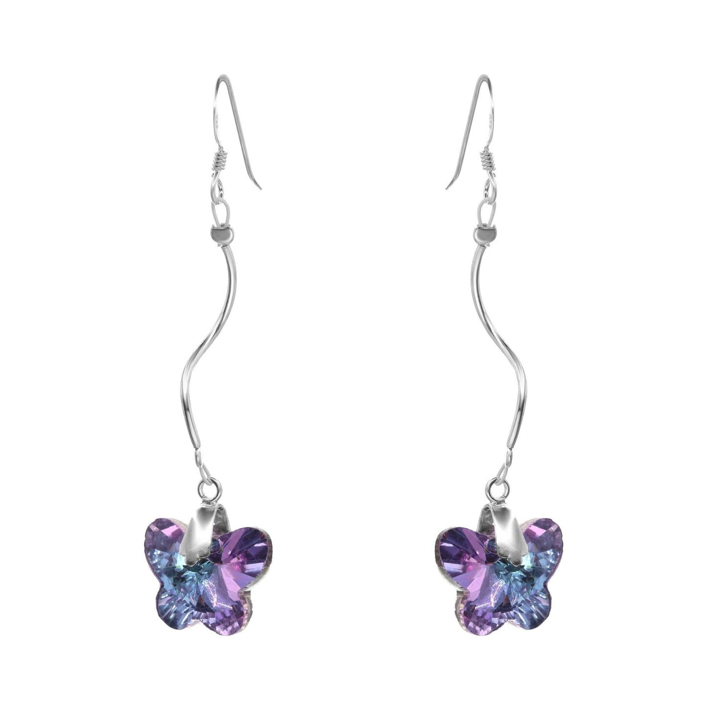 Aros de Plata 925 Diseño Ondas con Mariosa Tornasol